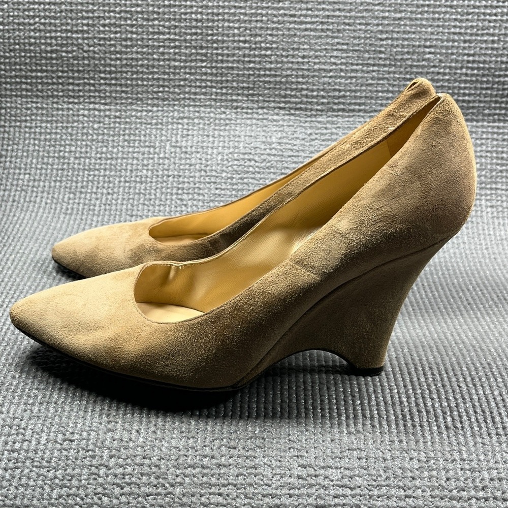 Kate Spade New York Pump Heels Womens Size‎ 8.5B Tan Suede Leather Wedge Slip On